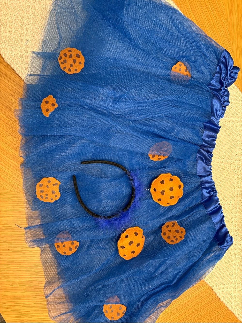 Women’s Large Blue Cookie Monster Tutu Costume Skirt Headband Halloween Dress up